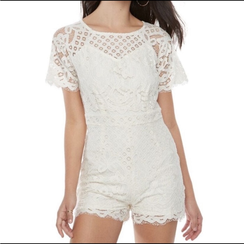 White Lace Crochet Romper